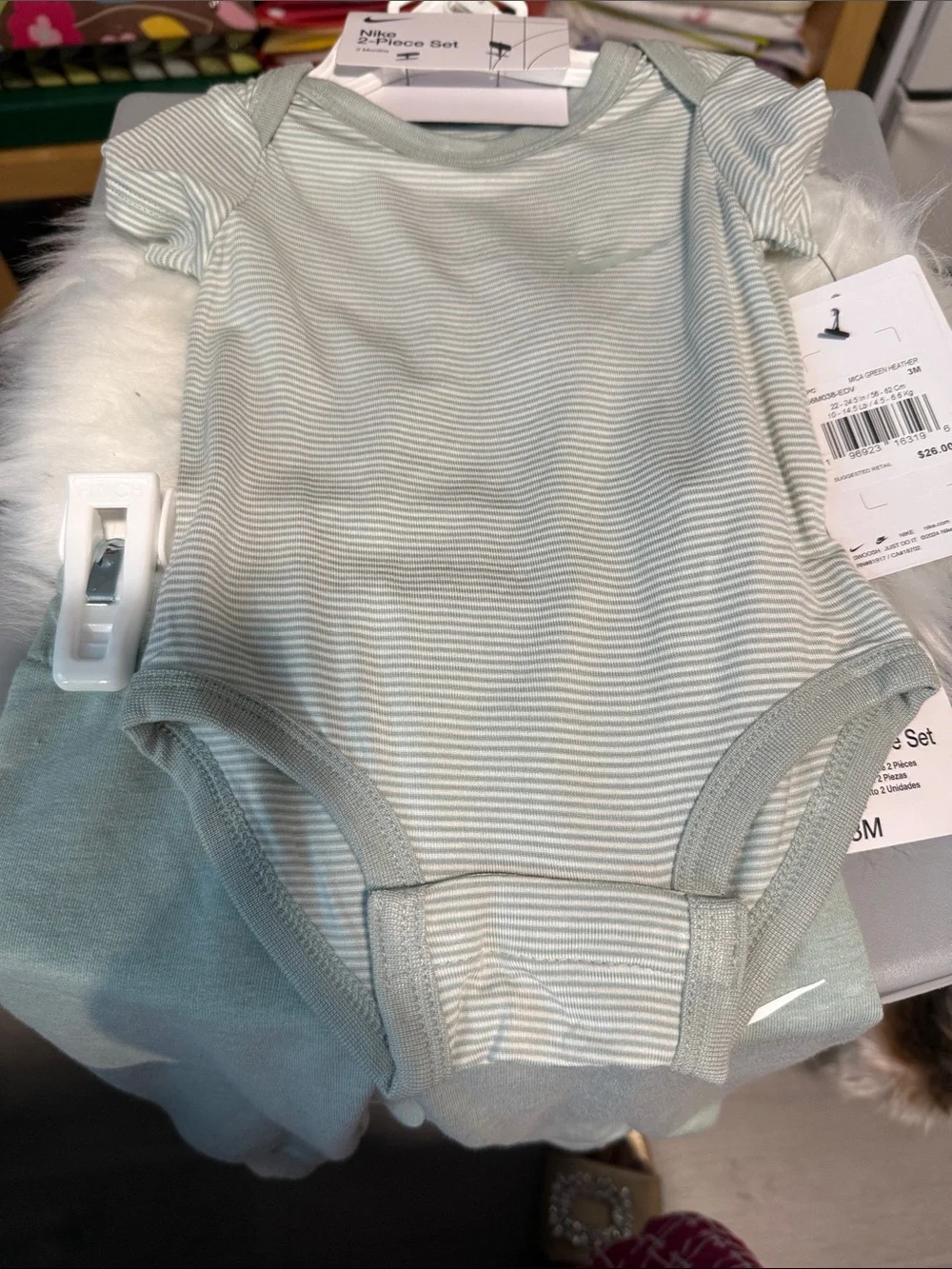 Nike Infant Mint & White Striped Bodysuit Set